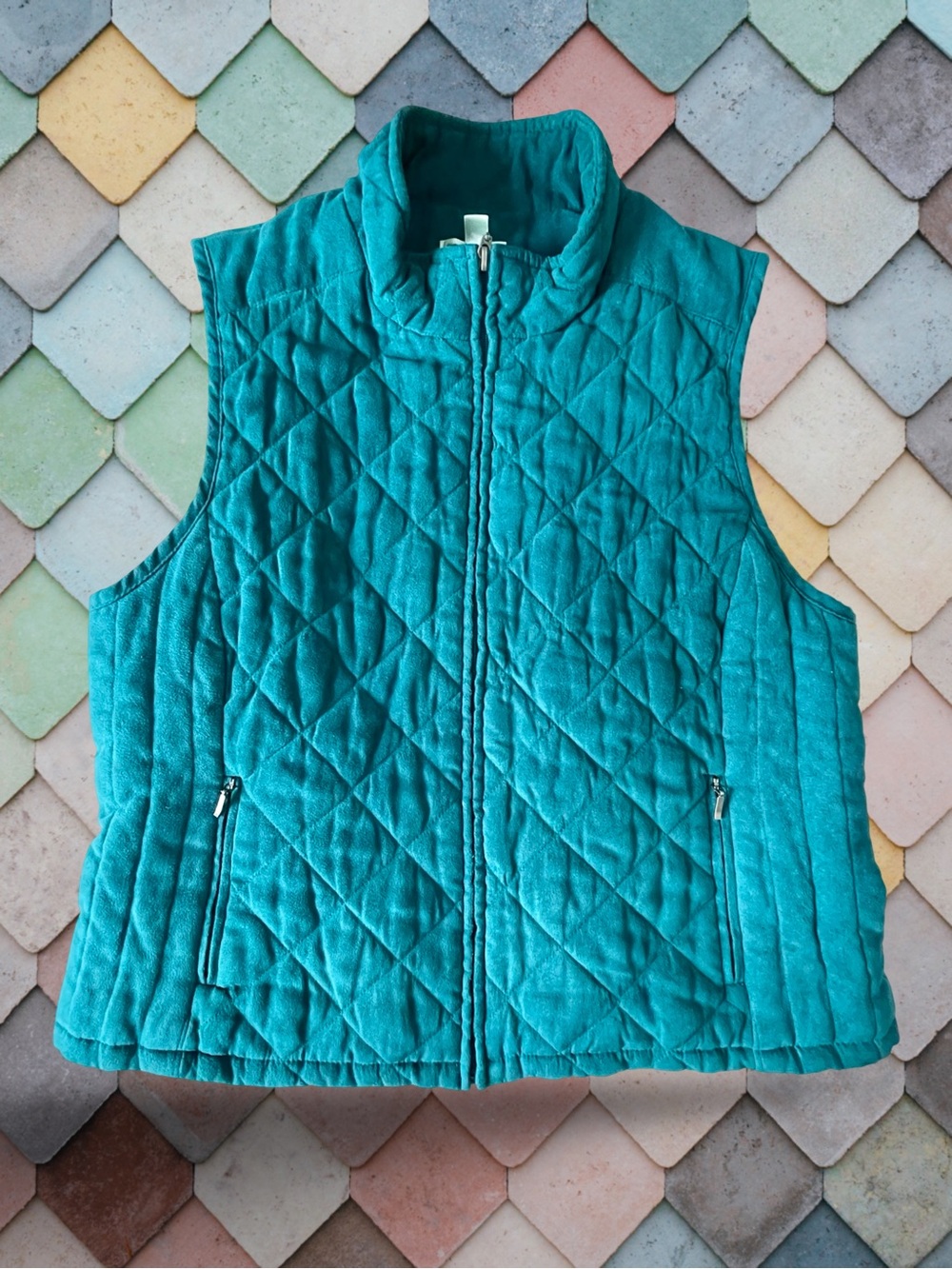 Croft & Barrow Teal Full Zip Quilted Vest SzXLPetite with Pockets - Picture 5 of 9